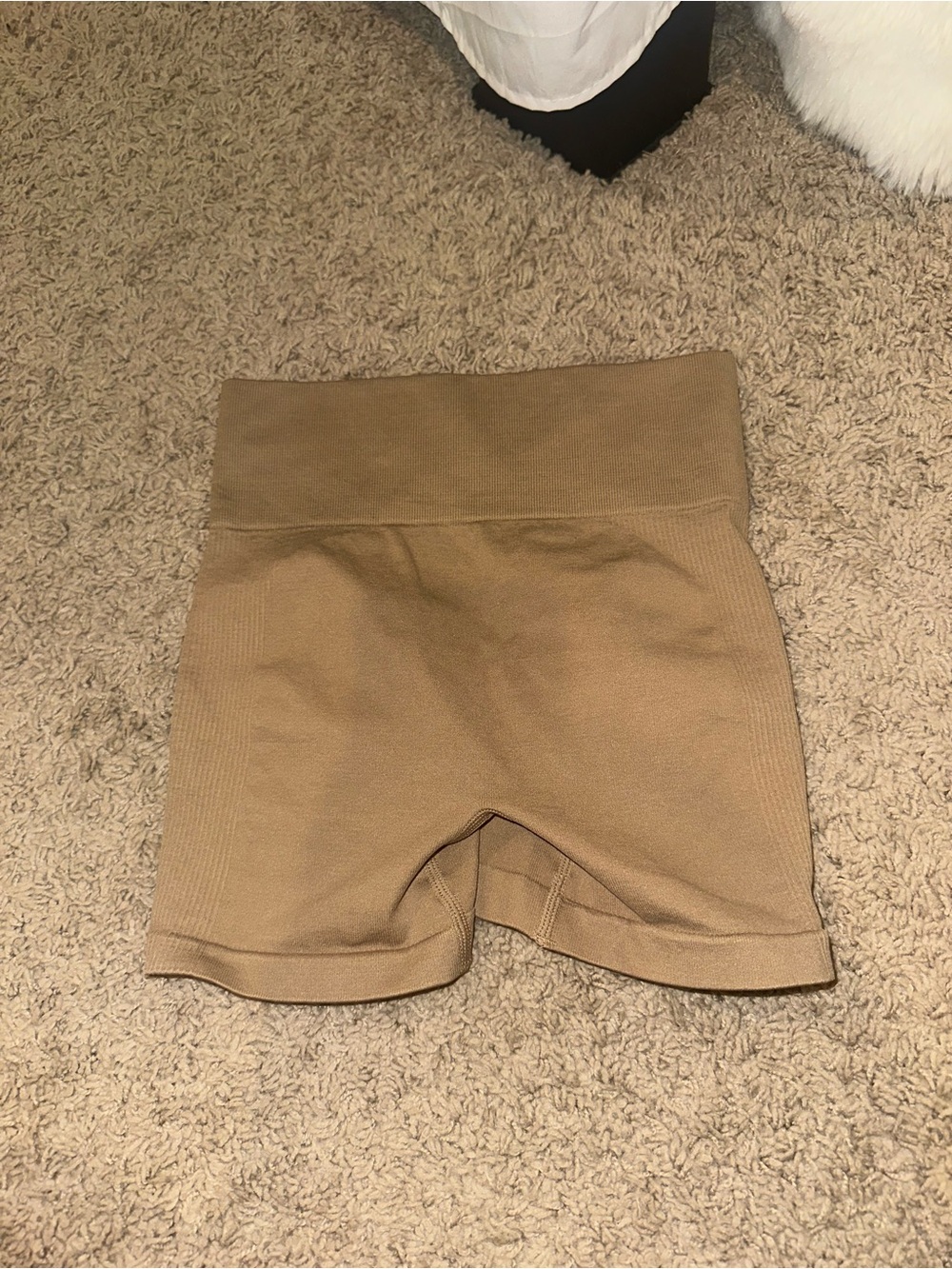Source Unknown Tan High-Waist Athletic Bike Shorts